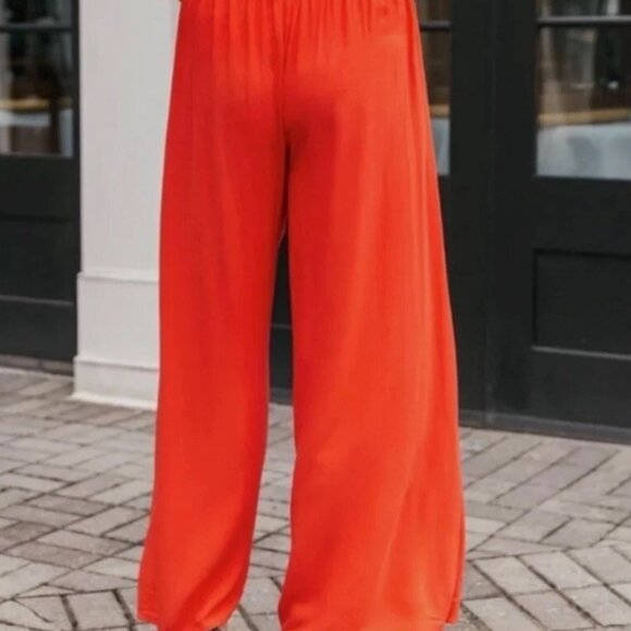 Young Fabulous & Broke On The Road Abigail Orange Wide Leg Side Slit Pants XS - Picture 4 of 12